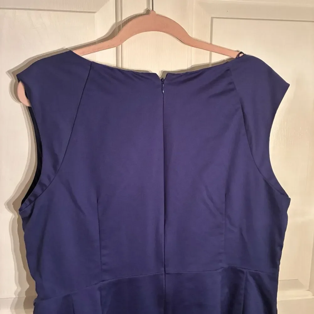 Worthington Woman Stretch Blue, Sleeveless, Crossover Dress W/ Ruching Size 18W